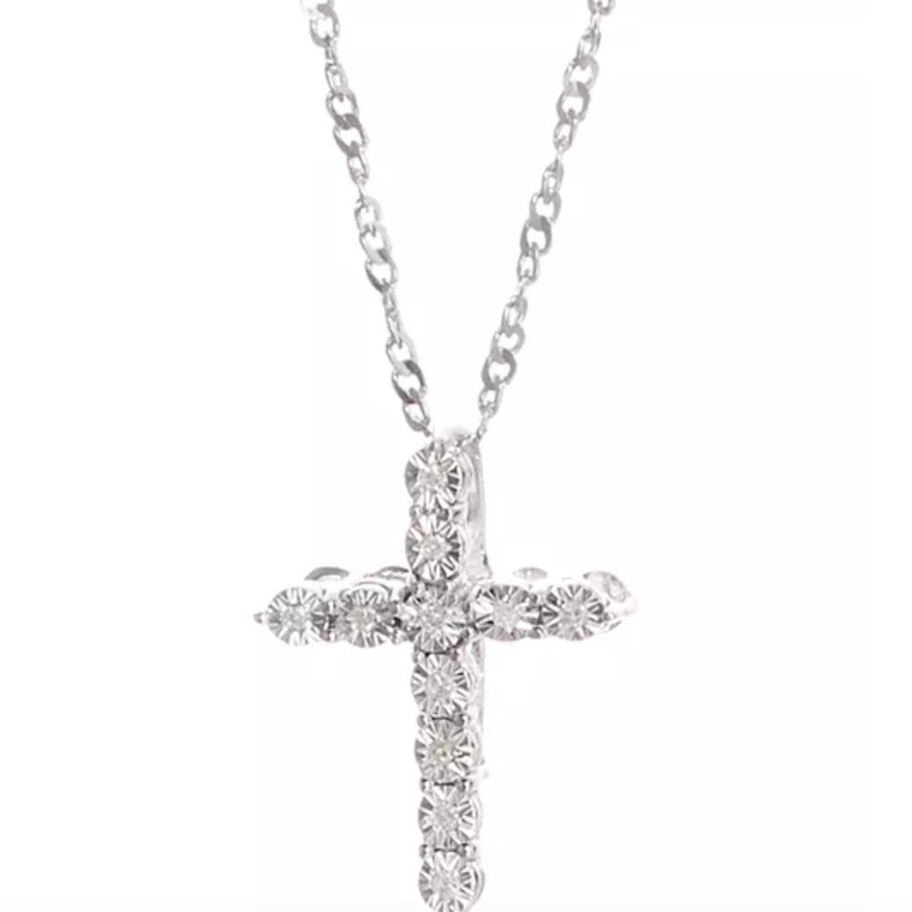 0.033 ct. t.w. Diamond Cross Pendant in Sterling Silver